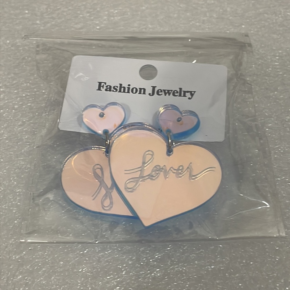 Taylor Swift Lover Heart Design Dangle Earrings - Picture 2 of 2